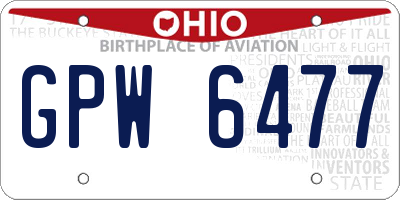 OH license plate GPW6477