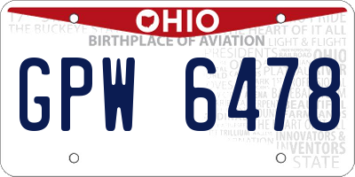 OH license plate GPW6478