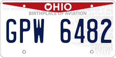 OH license plate GPW6482