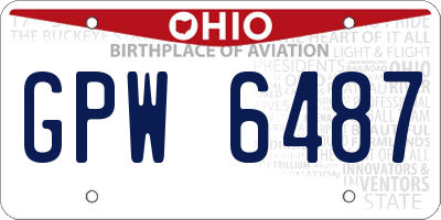 OH license plate GPW6487