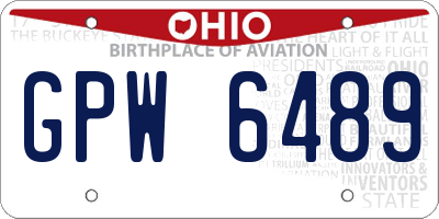 OH license plate GPW6489