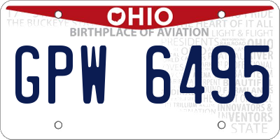 OH license plate GPW6495