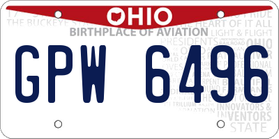 OH license plate GPW6496