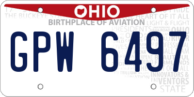 OH license plate GPW6497