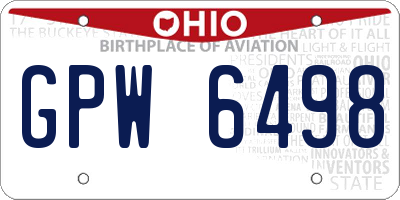 OH license plate GPW6498