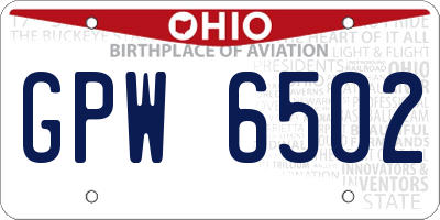OH license plate GPW6502