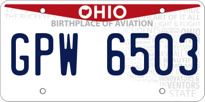 OH license plate GPW6503