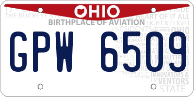 OH license plate GPW6509