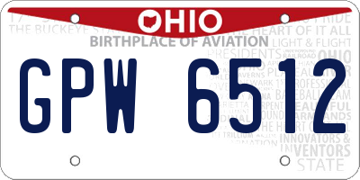 OH license plate GPW6512