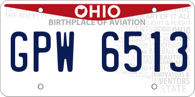 OH license plate GPW6513