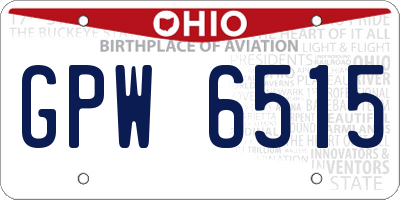 OH license plate GPW6515