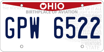OH license plate GPW6522