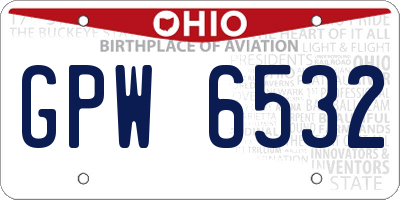 OH license plate GPW6532