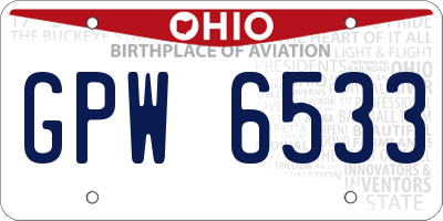 OH license plate GPW6533