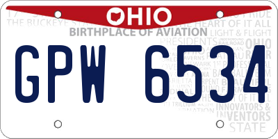 OH license plate GPW6534