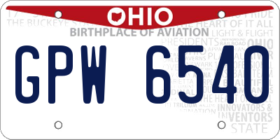 OH license plate GPW6540