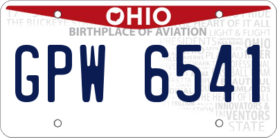 OH license plate GPW6541