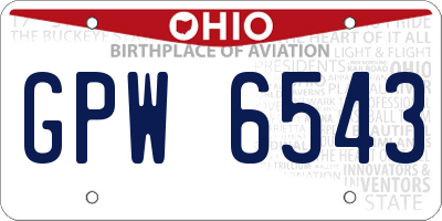 OH license plate GPW6543