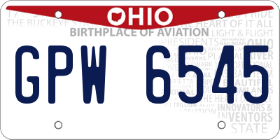OH license plate GPW6545