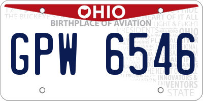 OH license plate GPW6546