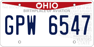 OH license plate GPW6547