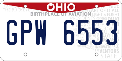 OH license plate GPW6553