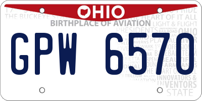 OH license plate GPW6570