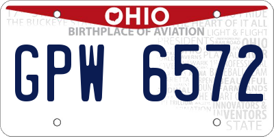 OH license plate GPW6572