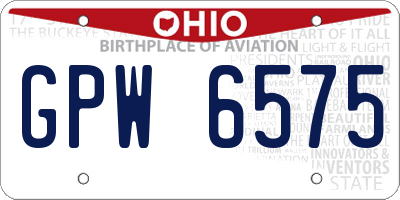 OH license plate GPW6575