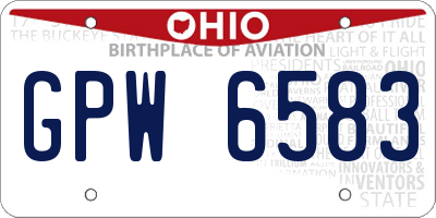 OH license plate GPW6583