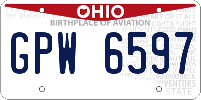 OH license plate GPW6597