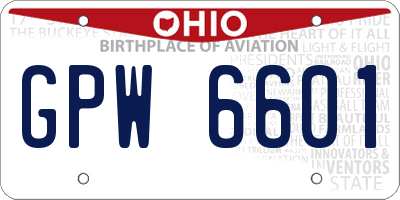 OH license plate GPW6601