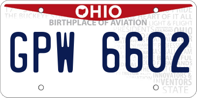 OH license plate GPW6602