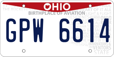 OH license plate GPW6614