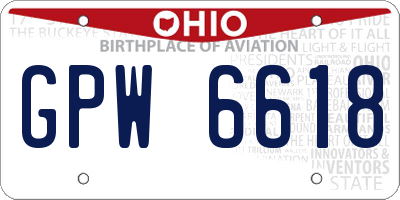 OH license plate GPW6618