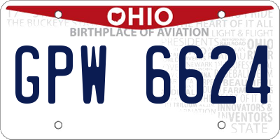 OH license plate GPW6624