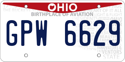 OH license plate GPW6629