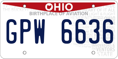 OH license plate GPW6636