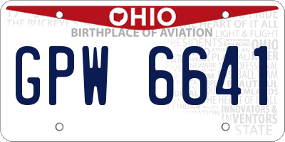 OH license plate GPW6641
