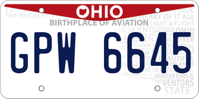 OH license plate GPW6645