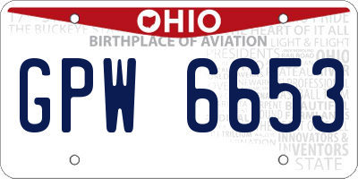 OH license plate GPW6653