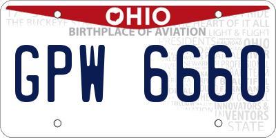 OH license plate GPW6660