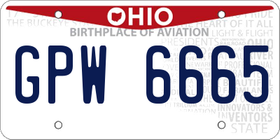 OH license plate GPW6665