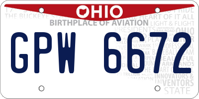 OH license plate GPW6672