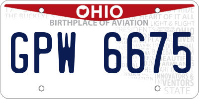 OH license plate GPW6675