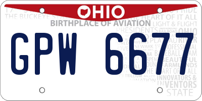 OH license plate GPW6677