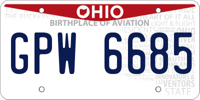 OH license plate GPW6685