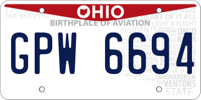 OH license plate GPW6694