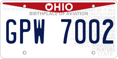 OH license plate GPW7002