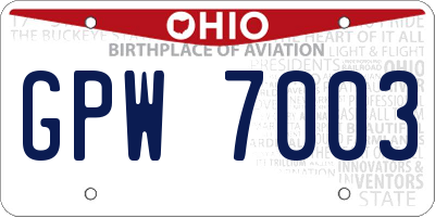 OH license plate GPW7003